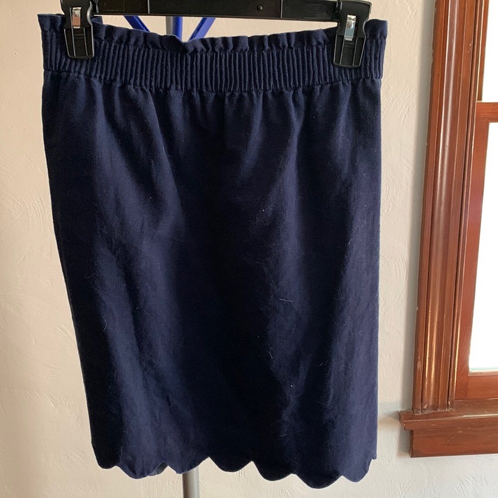 J. Crew navy scalloped edge skirt with pockets